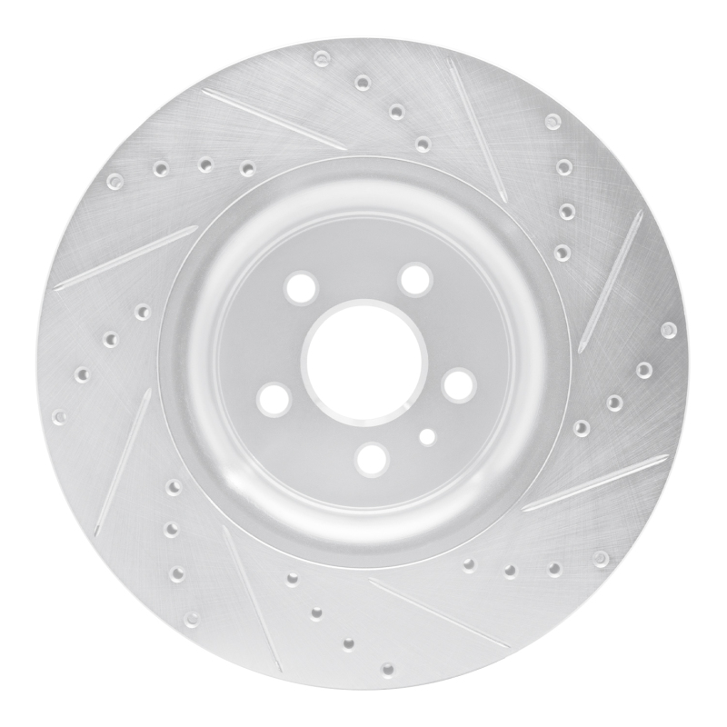 Ford Edge Brake Rotor (1) - Front Left - R1 Concepts - Drilled & Slotted - Silver - `15-`21